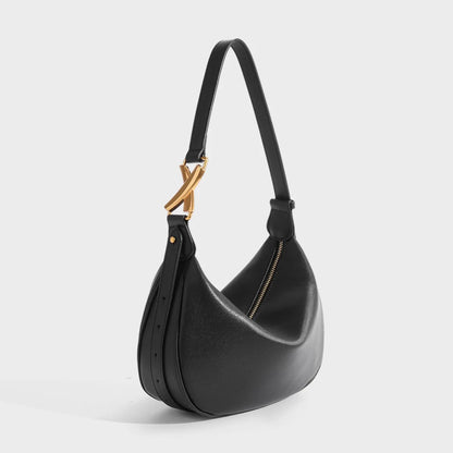 Schoudertas Dames - Halfmaan Tas met Gouden Gesp Detail | Chique