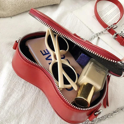 Tas Dames - Hartvormige Crossbody met Ketting en Zippers | Edgy