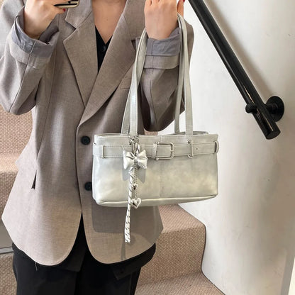 Tas Dames - Schoudertas met Gesp en Strik Hanger | Stijlvol