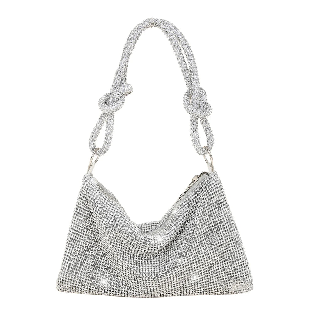 Tas Dames - Glinsterende Schoudertas met Knoopdetail | Feest