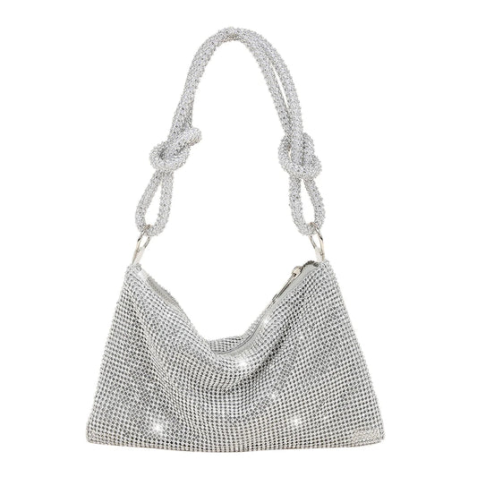 Tas Dames - Glinsterende Schoudertas met Knoopdetail | Feest