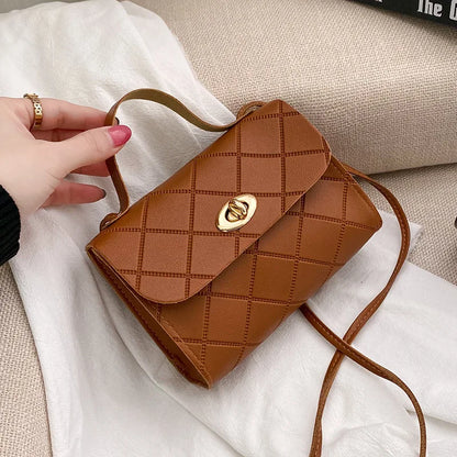Tas Dames - Handtas met Ruitpatroon en Gouden Draaislot | Chique