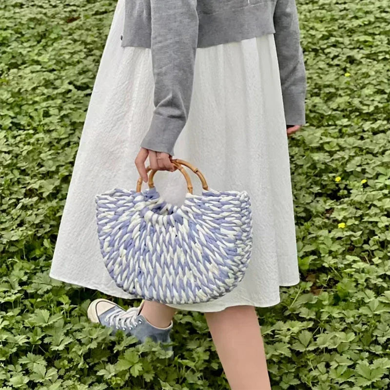 Tas Dames - Handtas met Schelpendetails en Houten Handvat | Boho