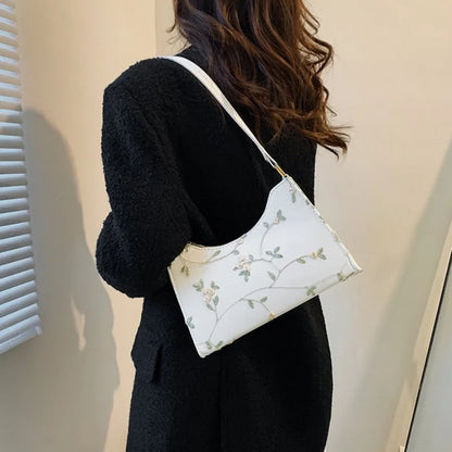 Tas Dames - Elegante Schoudertas met Bloemen Borduursel | Klassiek