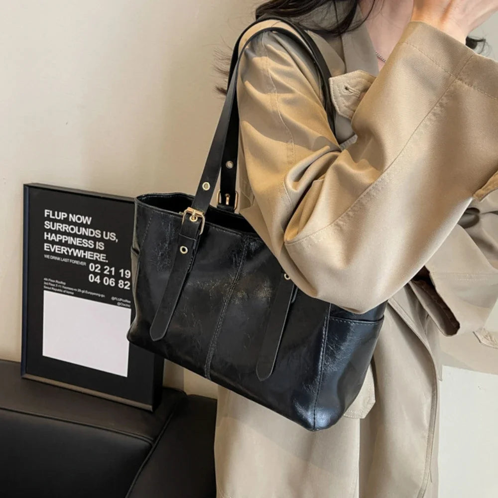 Tas Dames - Grote Tote Bag met Zijvakken en Hengsels | Casual