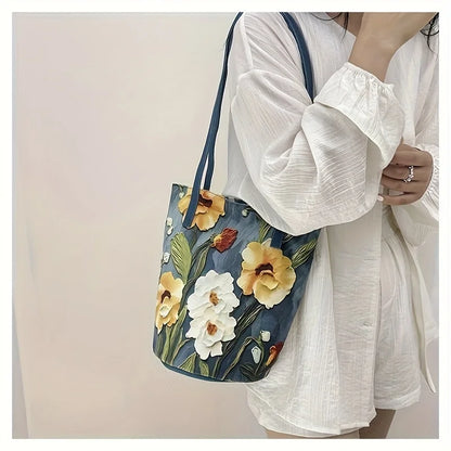 Handtas Dames - Grote Tas met 3D Bloemen Reliëf | Chique