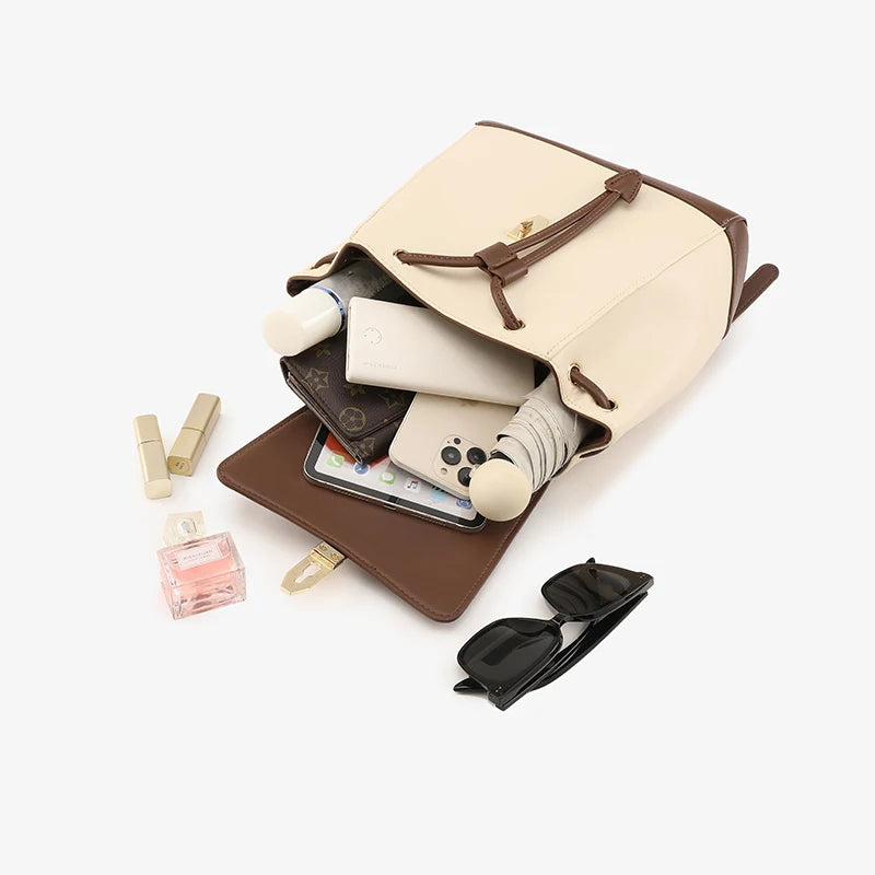 Rugzak Dames - Compacte Tas met Flapsluit en Contrast Detail | Casual