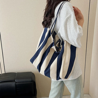 Tas Dames - Grote Tote Bag met Brede Strepen en Zachte Band | Casual