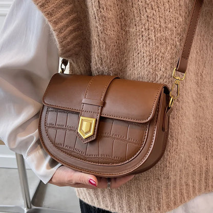 Crossbody Tas Dames - Halfmaan Saddle Bag met Gouden Slot | Chique
