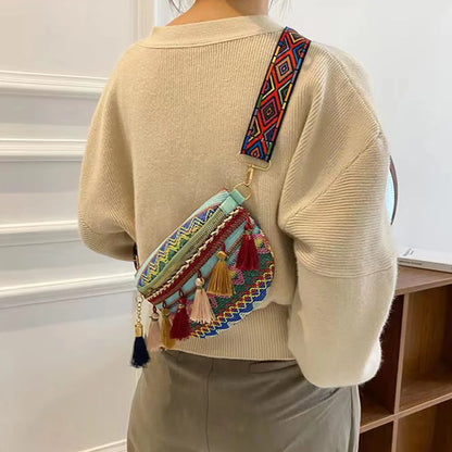 Tas Dames - Heuptas met Kwastjes en Brede Riem | Bohemian