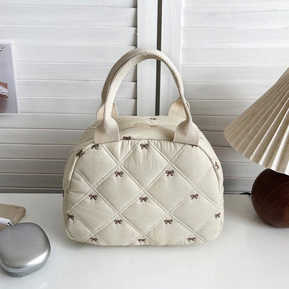 Handtas Dames - Gewatteerde Tas met Strikjesprint en Handvat | Casual