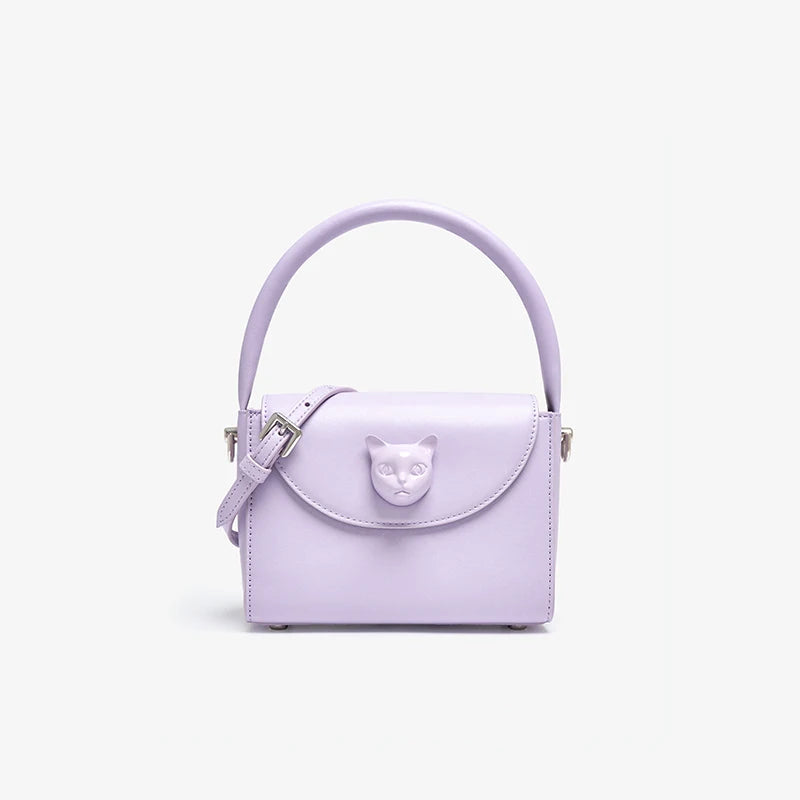 Tas Dames - Mini Handtas met Kattenornament en Flapdetail | Speels