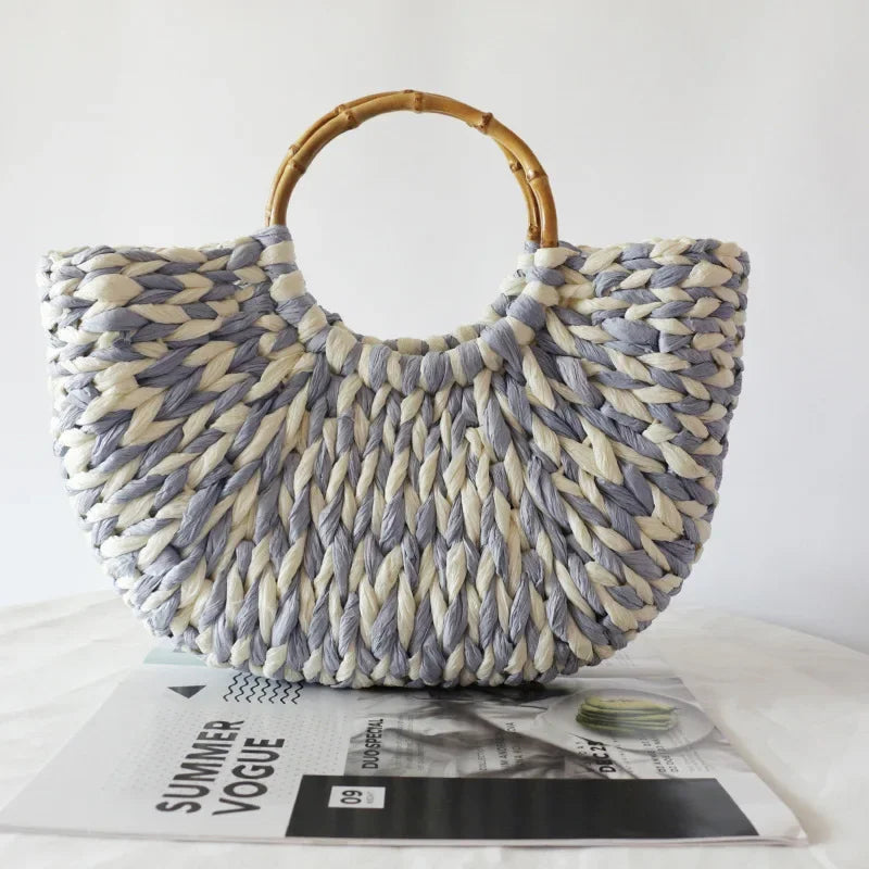Tas Dames - Handtas met Schelpendetails en Houten Handvat | Boho