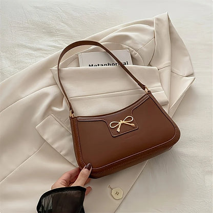 Tas Dames - Stijlvolle Baguette Tas met Gouden Strikornament | Chique