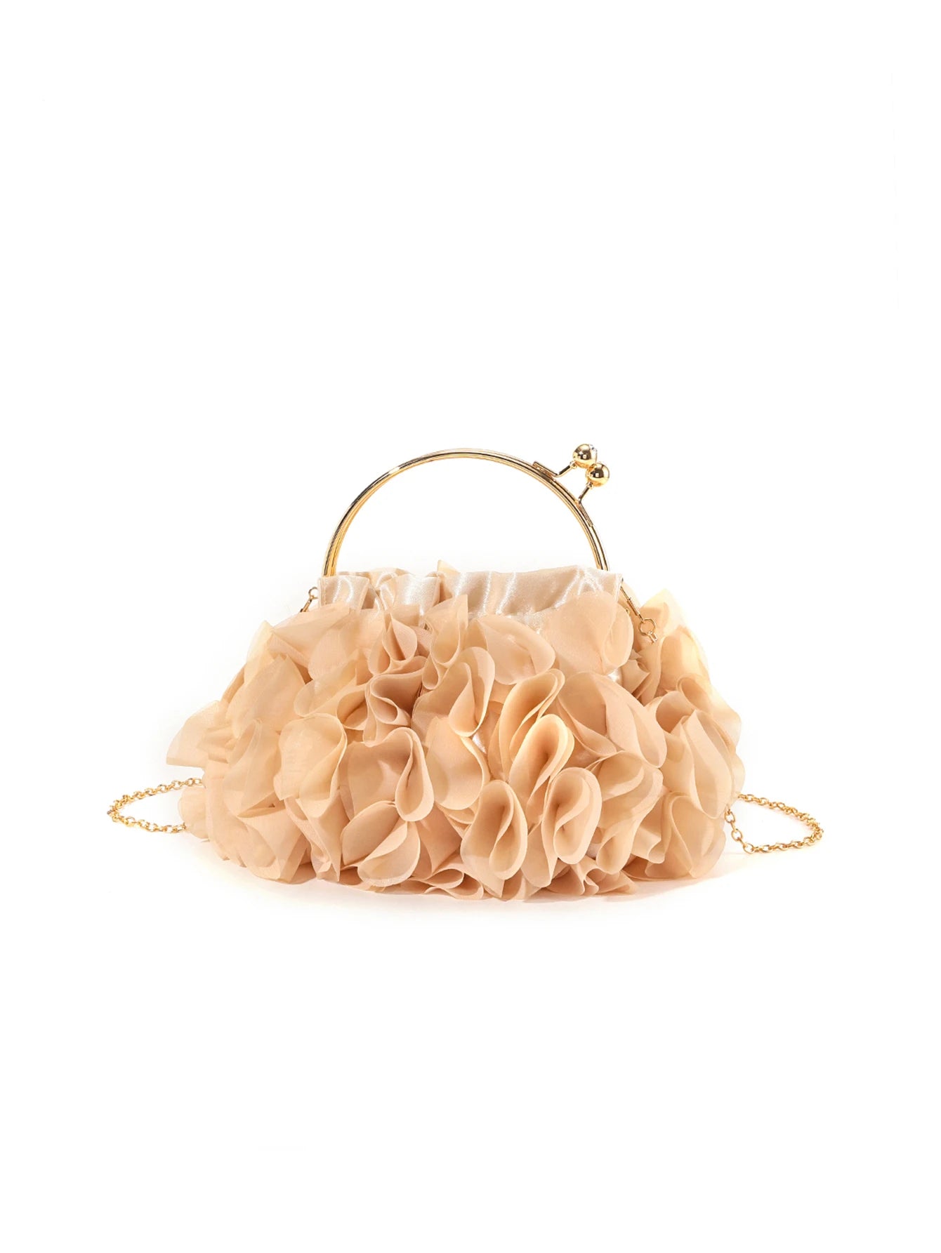 Tas Dames - Clutch met 3D Bloemendetail en Gouden Hengsel