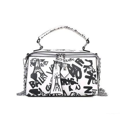 Tas Dames - Mini Handtas met Print en Ketting | Streetstyle