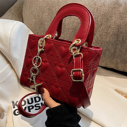 Handtas Dames - Mini Tas met Hartenprint en Gouden Charm | Chique