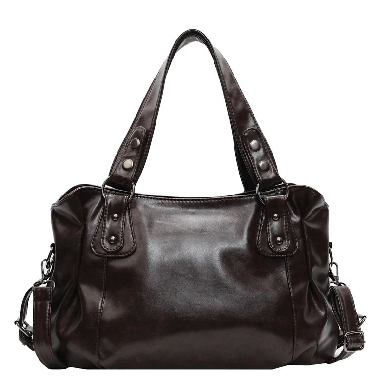 Tas Dames - Grote Schoudertas met Studs en Brede Band | Casual