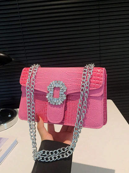 Tas Dames - Crossbody met Ketting en Strass Gesp | Feestelijk