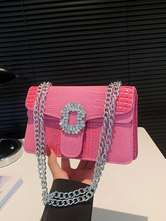 Tas Dames - Crossbody met Ketting en Strass Gesp | Feestelijk