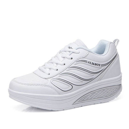 Sneakers Dames - Platform Sneaker met Veters en Dikke Zool | Zomer
