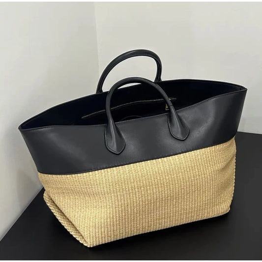 Tas Dames - Grote Shopper met Gevlochten Onderpaneel | Zomer