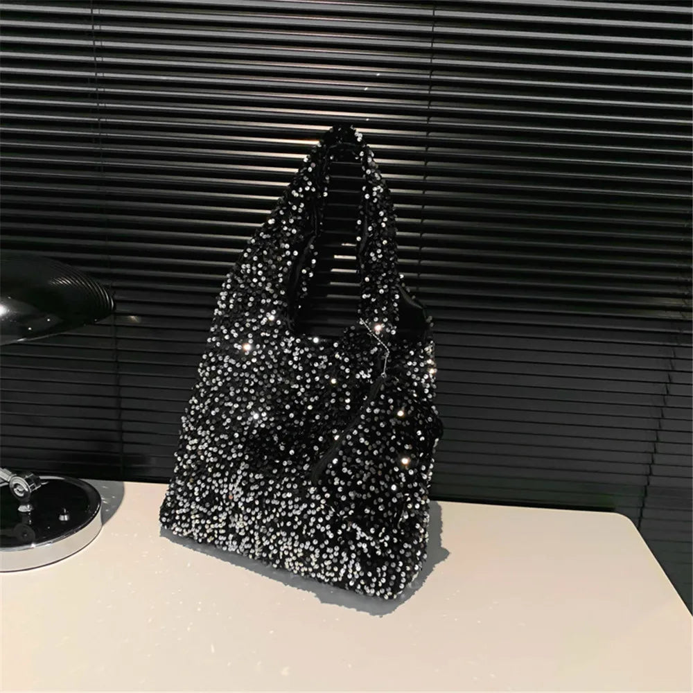 Tas Dames - Grote Pailletten Shopper met Enkele Band | Glamour