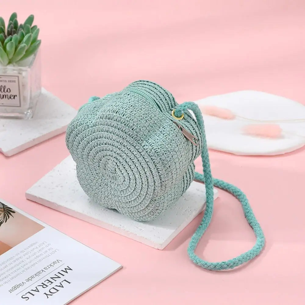 Tas Dames - Ronde Gevlochten Zomertas met Crossbody Riem | Casual