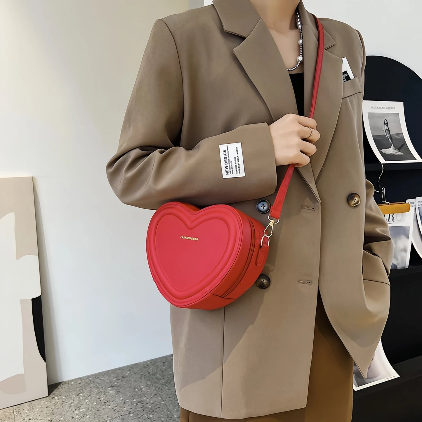 Schoudertas Dames - Hartvormig Design met Rits | Crossbody