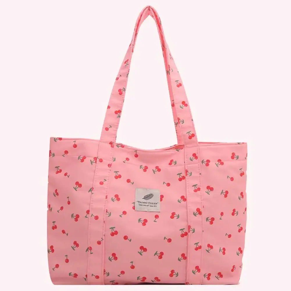 Shopper Dames - Grote Tote Bag met Kersjesprint | Casual
