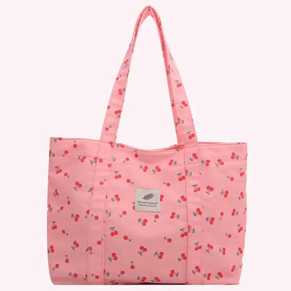 Shopper Dames - Grote Tote Bag met Kersjesprint | Casual