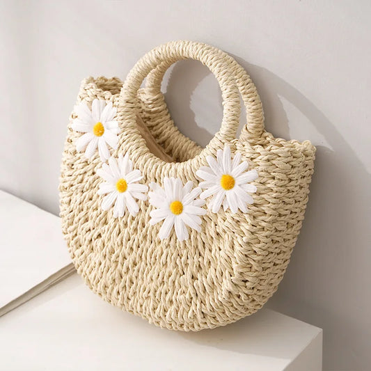 Handtas Dames - Gevlochten Zomertas met Madeliefjes | Casual