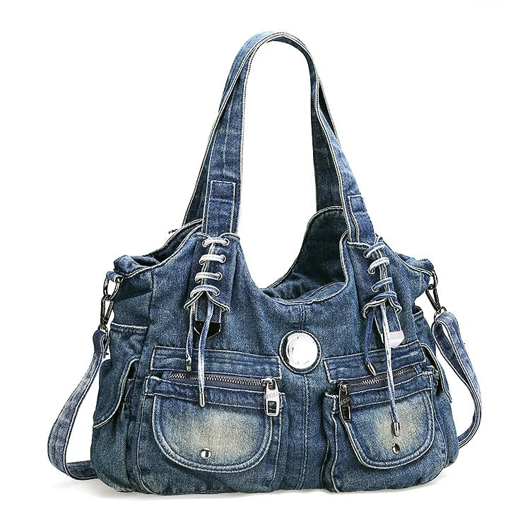 Tas Dames - Schoudertas met Voorvakken en Zilveren Hardware | Casual