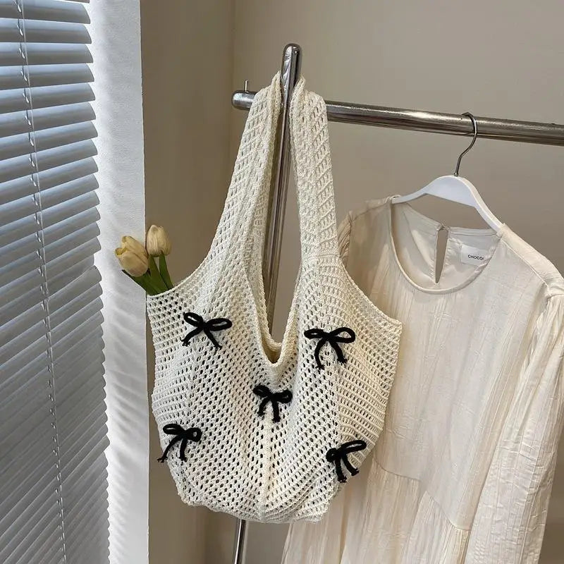 Tas Dames - Grote Open Shopper met Strikjes en Dubbele Banden | Casual