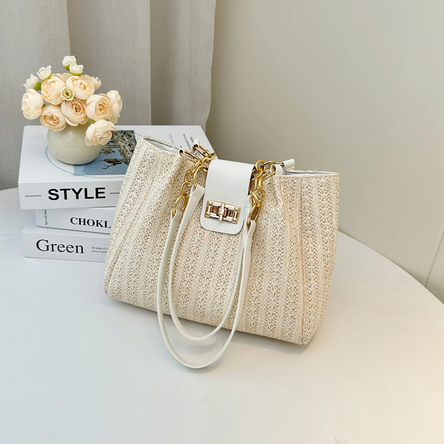 Tas Dames - Pluche Schoudertas met Handvat en Riem | Casual