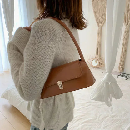Tas Dames - Stijlvolle Baguette Tas met Gouden Sluiting | Klassiek