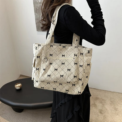 Shopper Dames - Gewatteerde Tote Bag met Strikjesprint | Casual