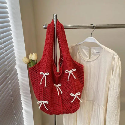 Tas Dames - Grote Open Shopper met Strikjes en Dubbele Banden | Casual