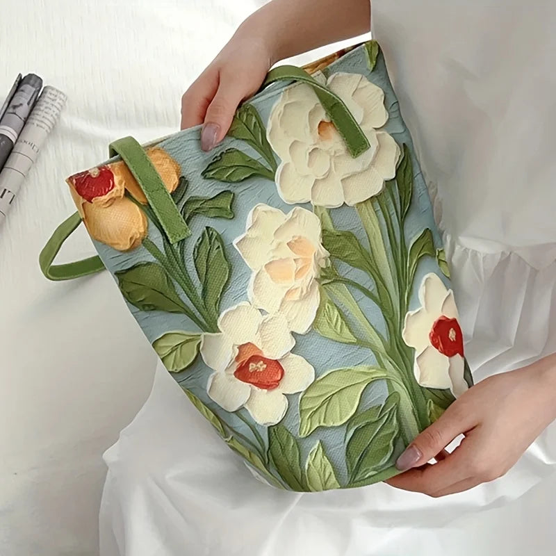 Handtas Dames - Grote Tas met 3D Bloemen Reliëf | Chique