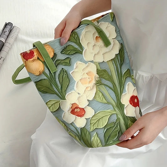 Handtas Dames - Grote Tas met 3D Bloemen Reliëf | Chique