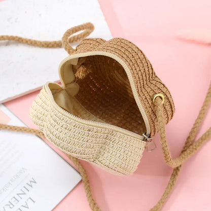 Tas Dames - Ronde Gevlochten Zomertas met Crossbody Riem | Casual