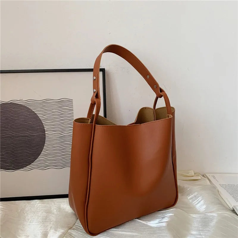 Tas Dames - Grote Bucket Bag met Brede Schouderband | Casual
