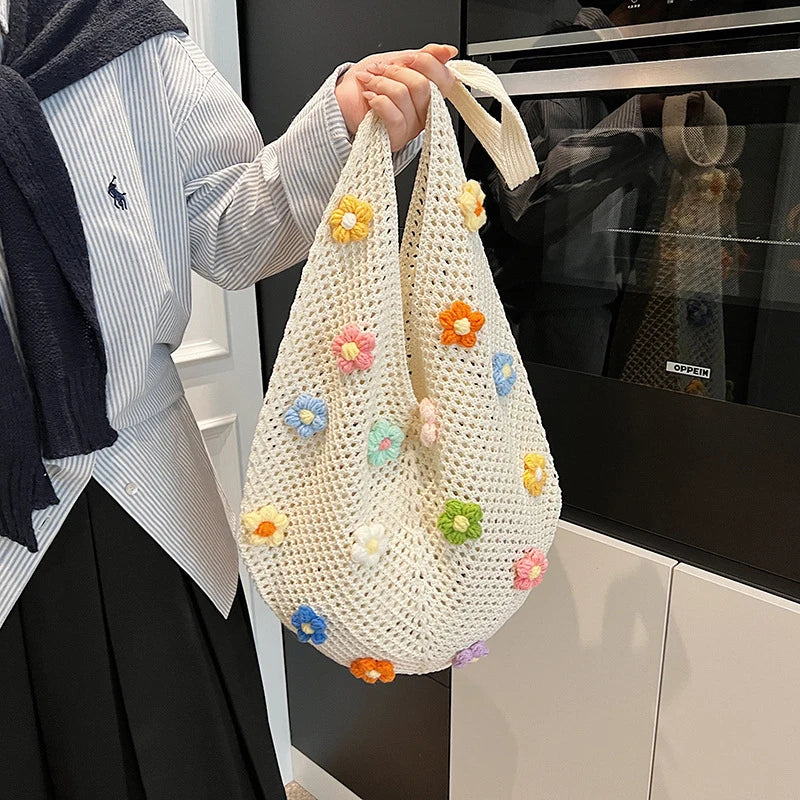 Tas Dames - Gehaakte Shopper met Bloemendetails | Zomer