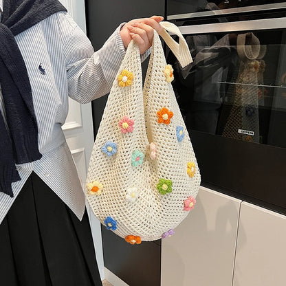 Tas Dames - Gehaakte Shopper met Bloemendetails | Zomer