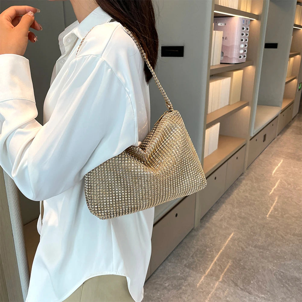Handtas Dames - Glitter Avondtas met Strass Details | Elegant