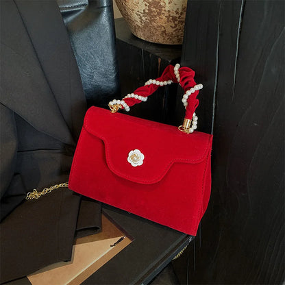 Tas Dames - Avondtasje met Parel Ketting en Bloem Detail | Chique