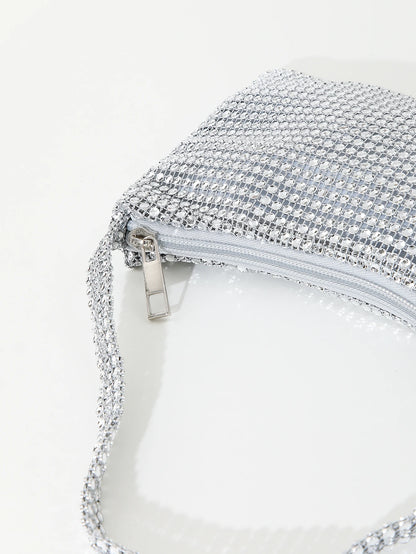 Tas Dames - Glinsterende Avondtas met Strass Ketting | Feest
