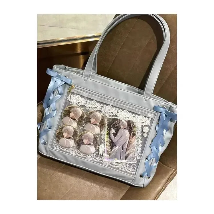 Tas Dames - Kawaii Shopper met Strikjes, Kant en Anime Print | Casual