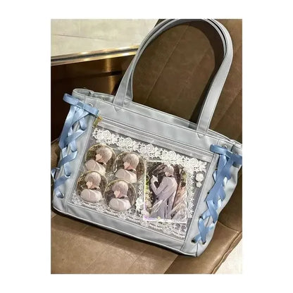 Tas Dames - Kawaii Shopper met Strikjes, Kant en Anime Print | Casual