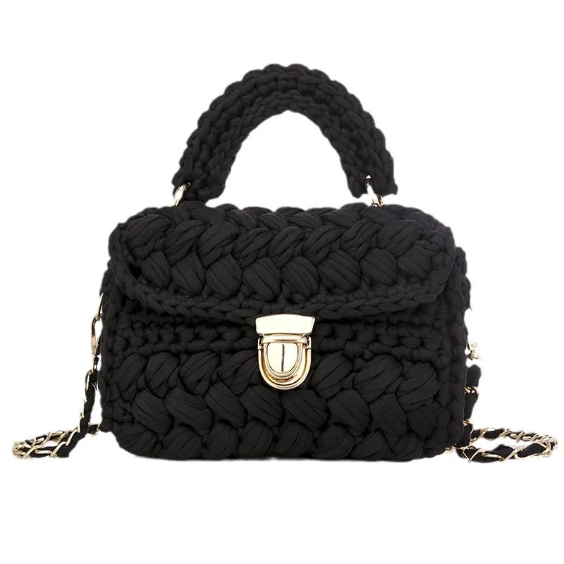 Tas Dames - Gevlochten Mini Handtas met Ketting | Chique